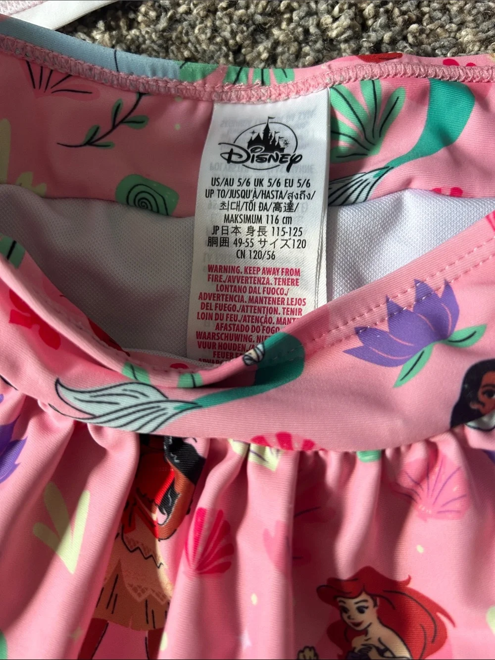 Disney Girls' Pink and White Princess 3-Piece Swim Set